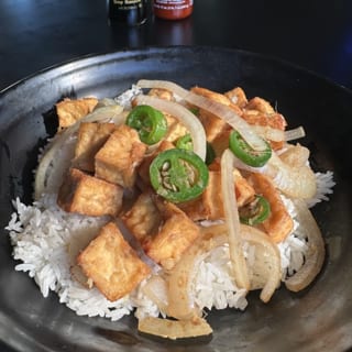 GINGER TOFU OVER RICE