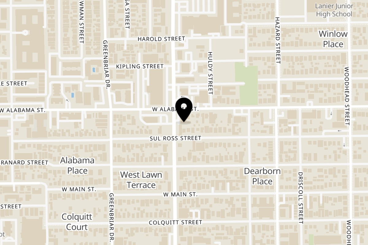 Map showing the location of Jenni's Noodle House on 3111 S Shepherd Dr in Houston